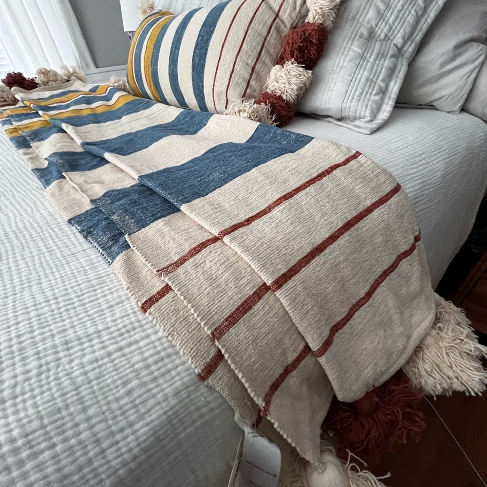 Anthro Bundle — Tasseled Pillow Cover & Matching Throw Blanket